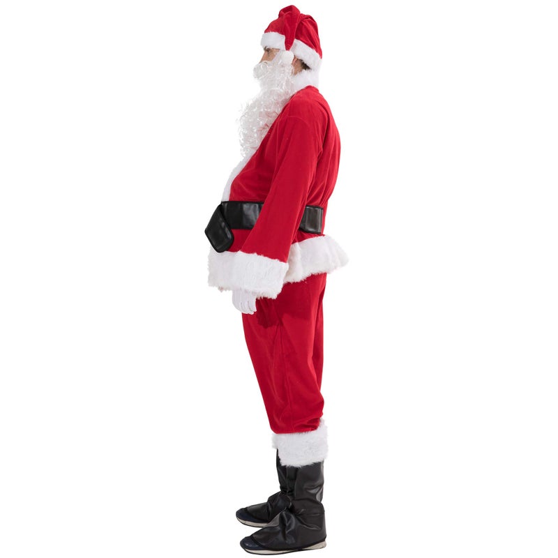 EraSpooky Men Christmas Holiday Deluxe Adult Santa Claus Costume Suit 7pcs (Plus Size) - Image 3
